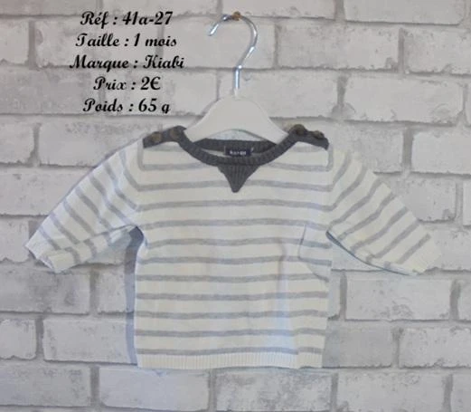 Sweat 1 mois Kiabi (41a-27)